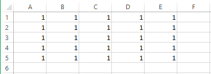 Range Cells A1:E5